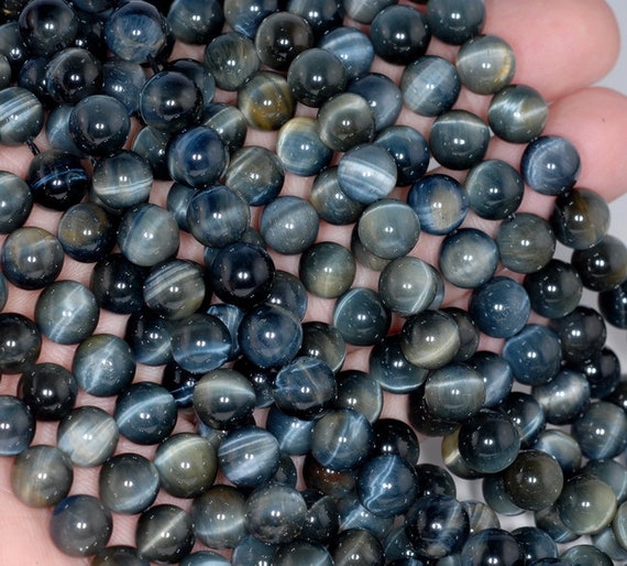 8mm Natural Blue Tiger Eye Gemstone Grade Aa Hawk Eye Round Loose Beads 15.5 Inch Full Strand Bulk Lot 1,2,6,12 And 50 (80002580-804)