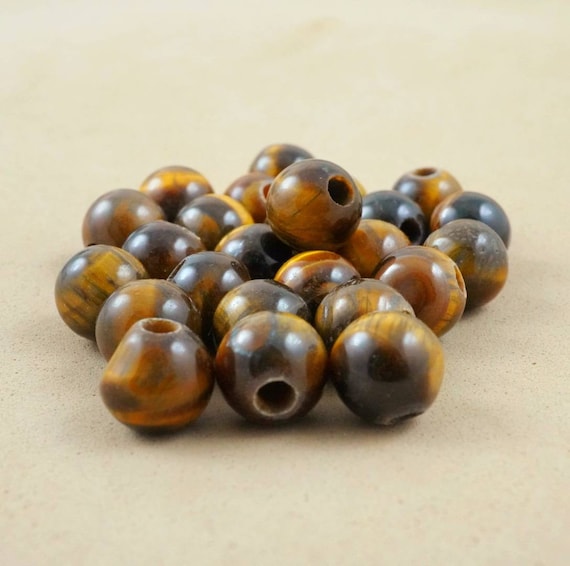 Tiger Eye Beads (large Hole)(round)(smooth)(8mm)(10mm)(8"strand)