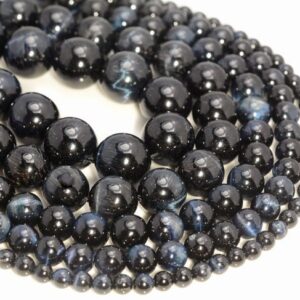 Blue Tiger Eye Gemstone Hawk Eye Black Grade Aa 4mm 6mm 8mm 10mm 12mm Round Loose Beads 15.5 Inch Full Strand Lot 1,2,6,12 And 50