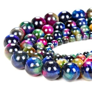 Rainbow Galaxy Tiger Eye Gemstone Grade Aa Round 4mm 6mm 8mm 10mm Loose Beads Bulk Lot (d78)