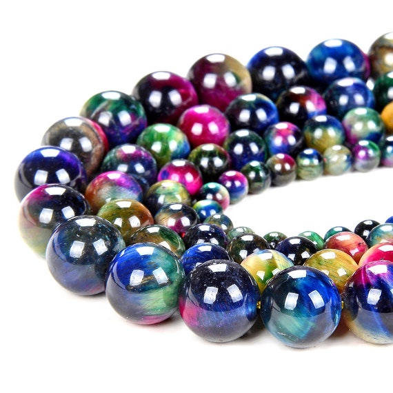 Rainbow Galaxy Tiger Eye Gemstone Grade Aa Round 4mm 6mm 8mm 10mm Loose Beads Bulk Lot (d78)