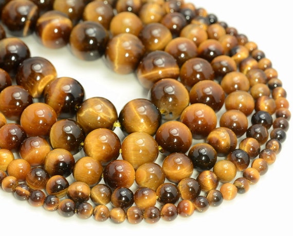 Yellow Tiger Eye Gemstone Grade Aa 4mm 6mm 8mm 10mm 12mm Round Loose Beads 15.5 Inch Full Strand Lot 1,2,6,12 And 50
