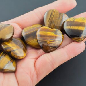 1 Pc Tiger Eye Tiger's Eye Heart Shaped Healing Stones Gemstone Hearts Healing Stones Flat Heart