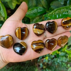 10 Pcs Tiger's Eye Heart 1" (25mm)