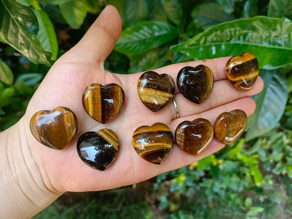 10 Pcs Tiger's Eye Heart 1" (25mm)