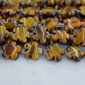 15.5" Yellow Tiger Eye Flower 15/20mm, High Quality Semi-precious Stone Flower, Yellow Color Gemstone Flower, Gemstone Carving Flower Jgdof