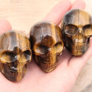 2 Inch Skull Decor,tiger Eyes Stone Skull Decor,for Gift Gemstone Skull Decor,good Quality Stone Skull Decor,halloween Skull Gemstone Decor.