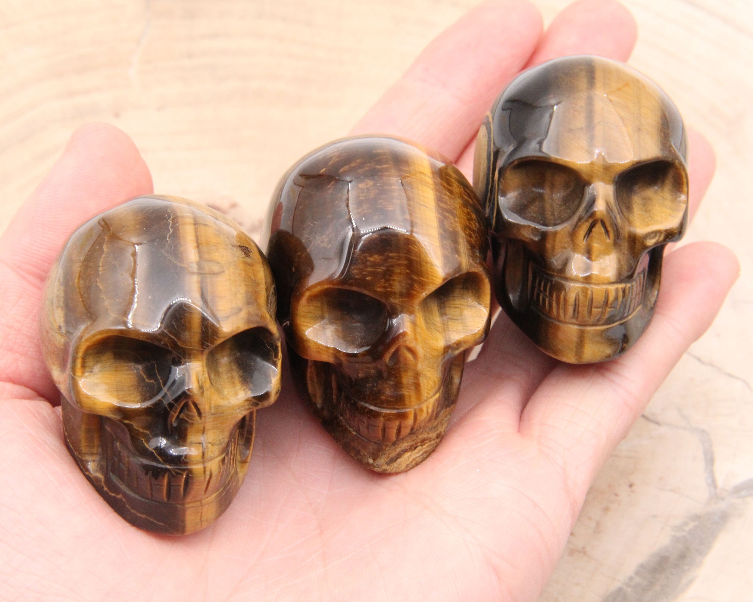 2 Inch Skull Decor,tiger Eyes Stone Skull Decor,for Gift Gemstone Skull Decor,good Quality Stone Skull Decor,halloween Skull Gemstone Decor.