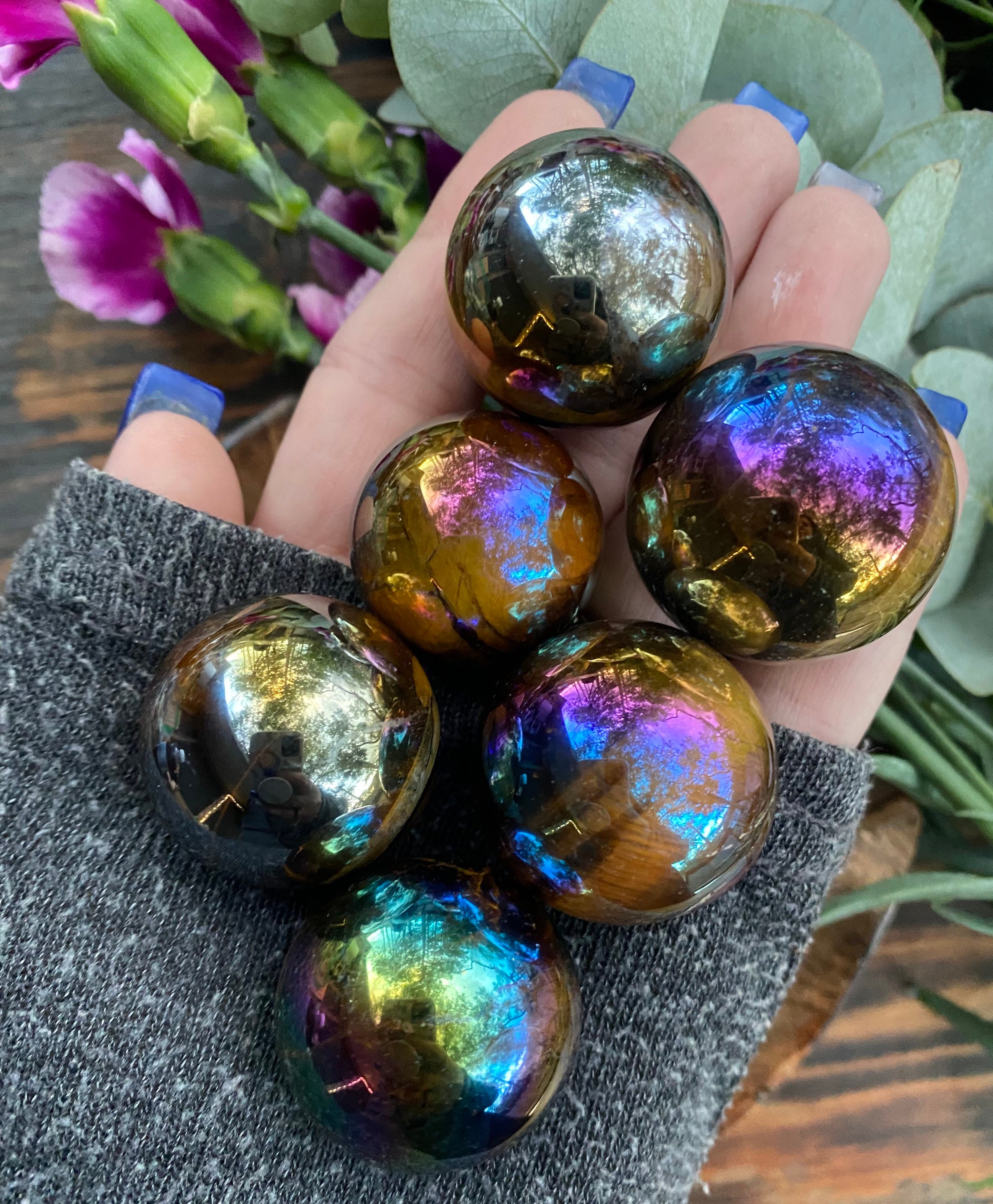Aura Tigers Eye, Tiger’s Eye Sphere, Qty. 1, Enhanced.