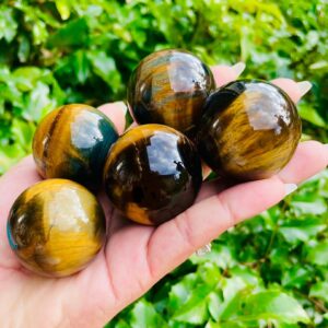 Blue & Gold Tiger's Eye Sphere: Natural Gemstone Crystal (38-42 Mm)