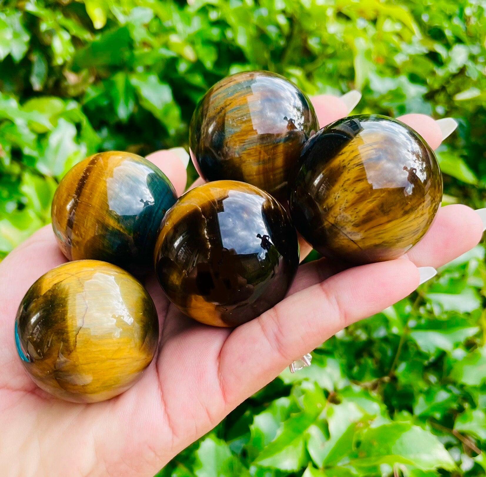 Blue & Gold Tiger's Eye Sphere: Natural Gemstone Crystal (38-42 Mm)