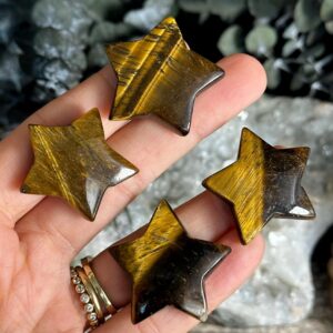 Tiger Eye Crystal Star, Gemstone Carving, Courage Stone