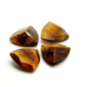 Faceted Trillion Cut Tiger Eye Gemstone: 18x18x18mm Loose Stone