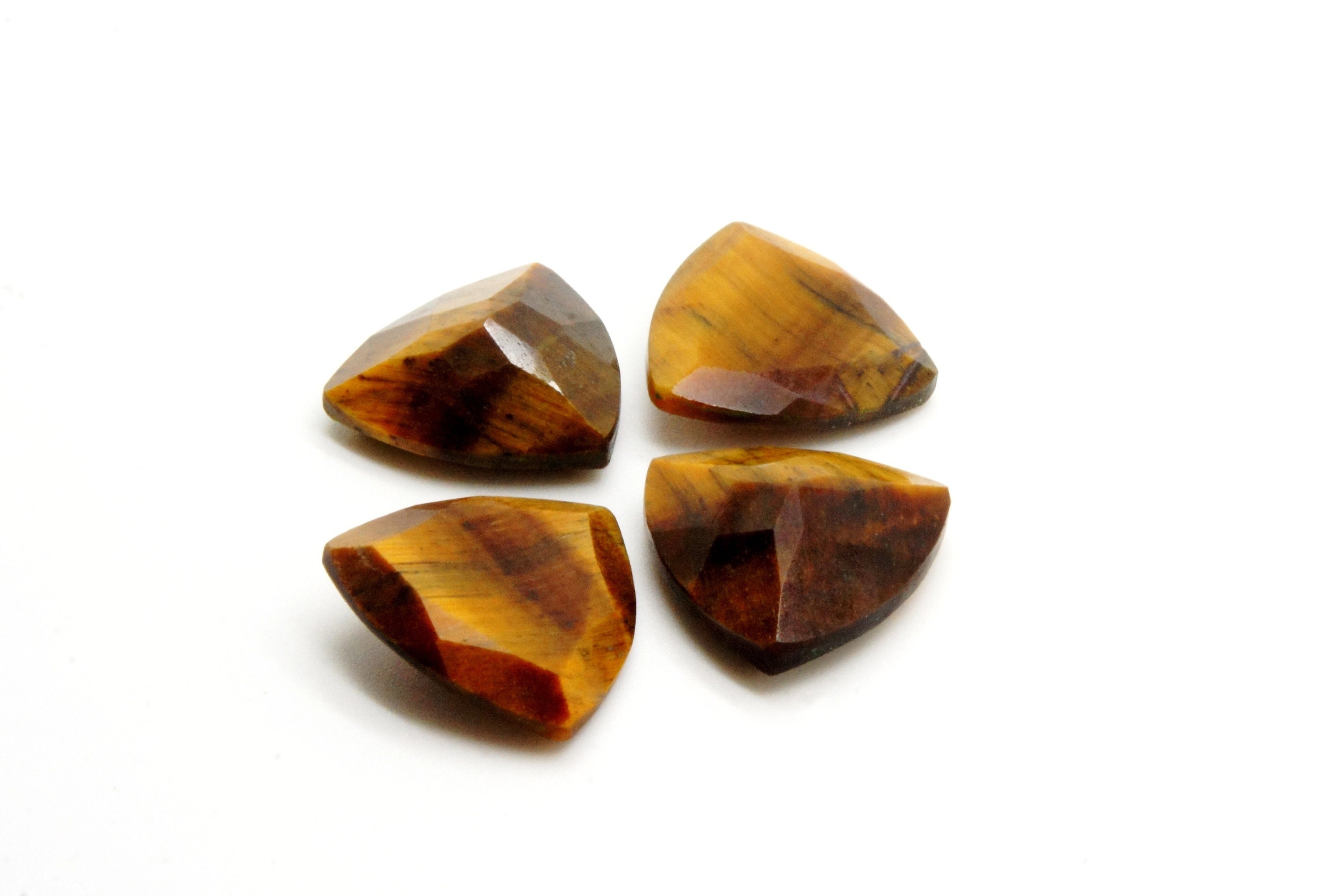 Faceted Trillion Cut Tiger Eye Gemstone: 18x18x18mm Loose Stone