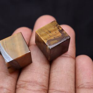 Natural Tiger Eye Cube Pair Stone | Reiki And Chakra Healing Stone | Gold Tigers Eye Crystal Cube Stone | Crystal Cube Stone Crystal |