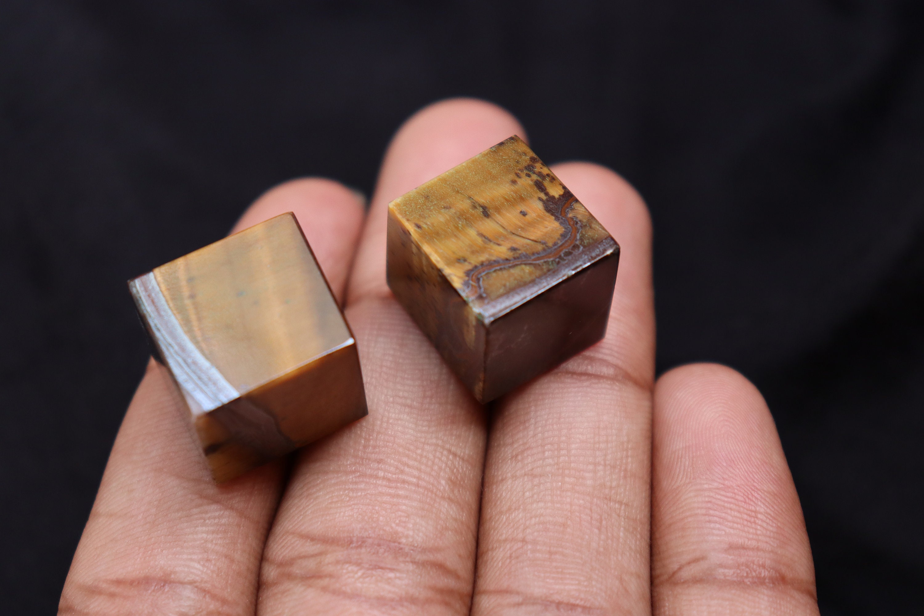 Natural Tiger Eye Cube Pair Stone | Reiki And Chakra Healing Stone | Gold Tigers Eye Crystal Cube Stone | Crystal Cube Stone Crystal |