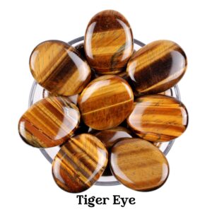 Tiger Eye Palm Stone, Natural Golden Brown Chatoyant Gemstone, Large Protection Worry Stone