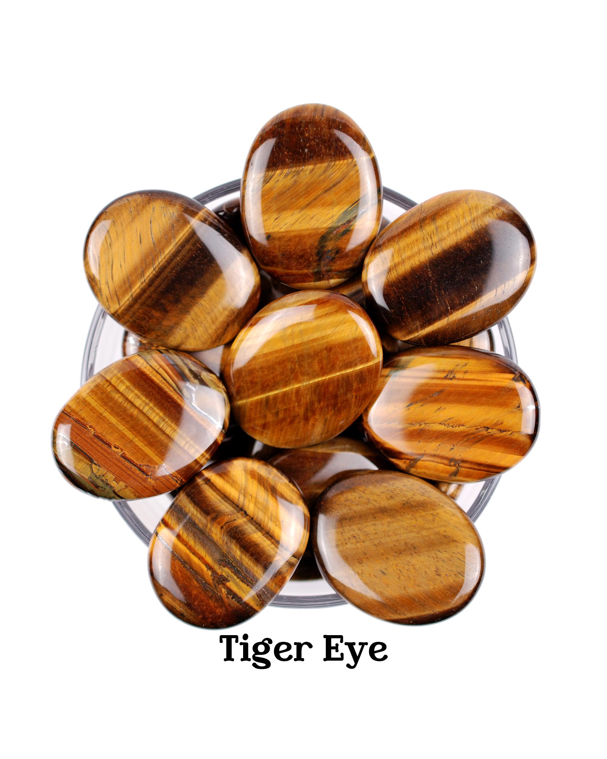 Tiger Eye Palm Stone, Natural Golden Brown Chatoyant Gemstone, Large Protection Worry Stone