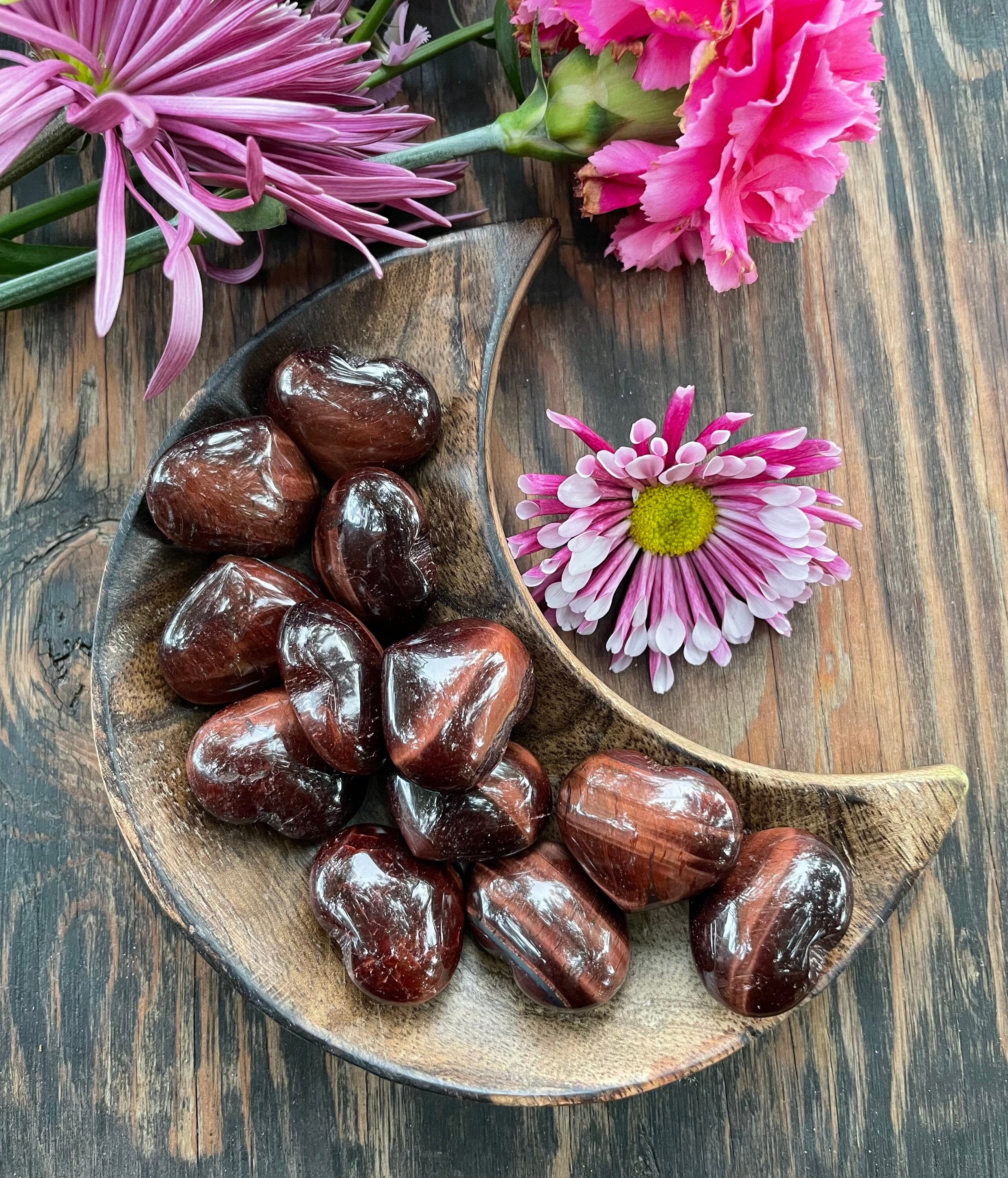 Red Tigers Eye Heart, Red Tigers Eye, Qty. 1 Mini Heart