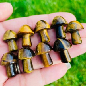 Tiger's Eye Crystal Mushroom: Polished Gemstone Carving (18-25mm)