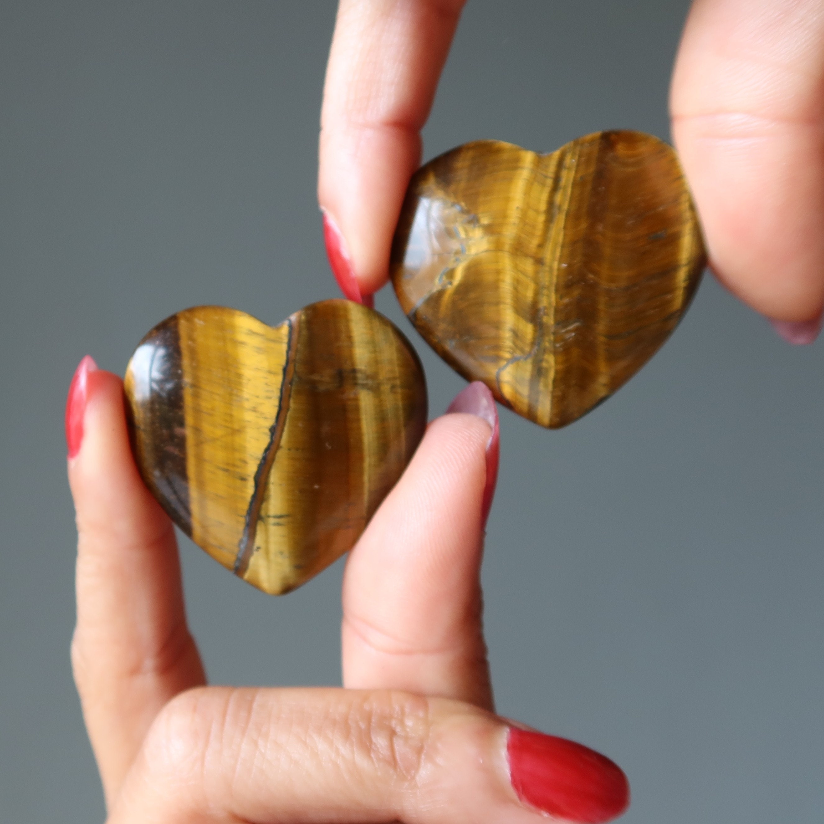 Tigers Eye Heart Set Bravest Of Brave Valiant Lover Brown Crystal
