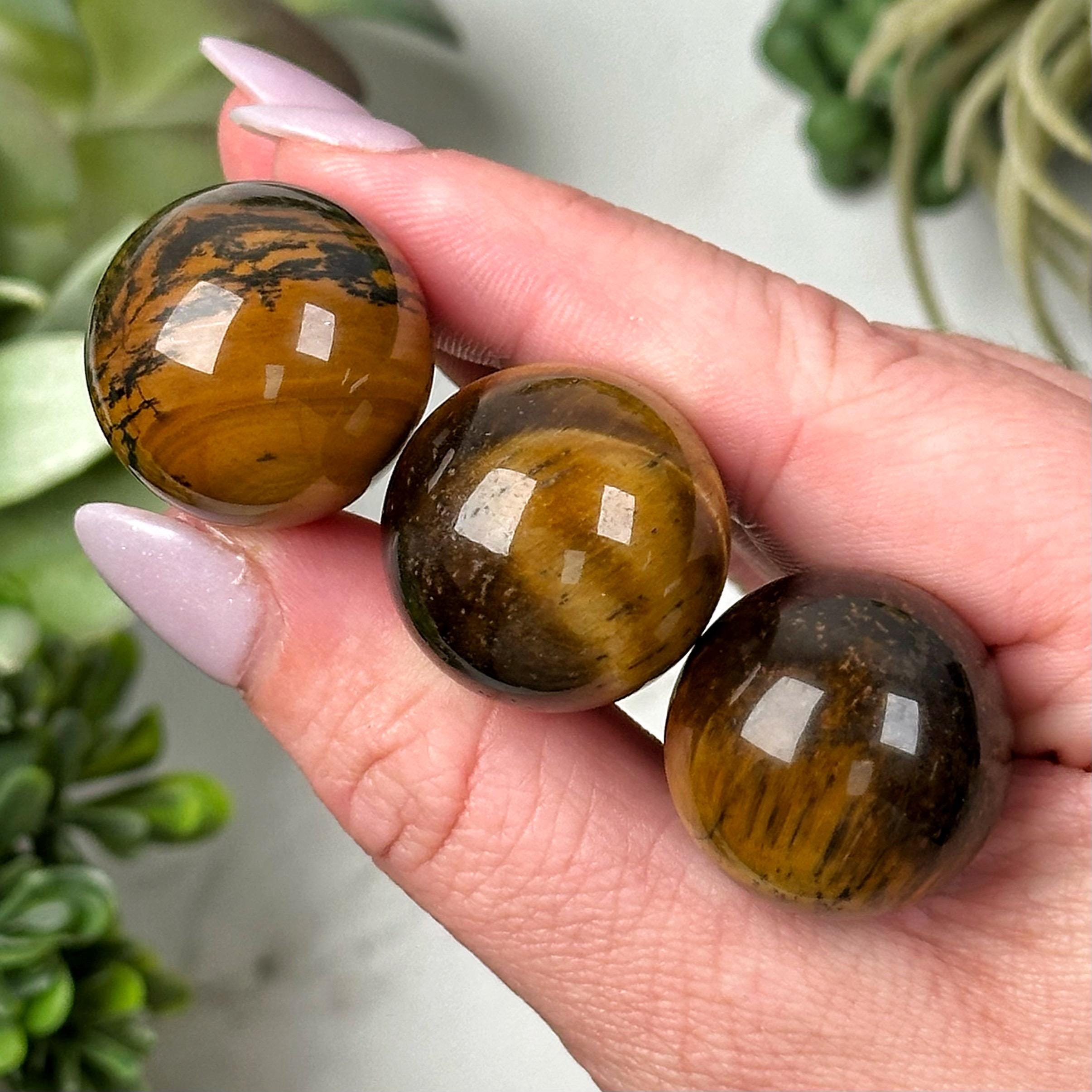 Tiger's Eye Mini Sphere | S, L | - No. 546 (polished Yellow Crystal Ball, Solar Plexus Chakra)