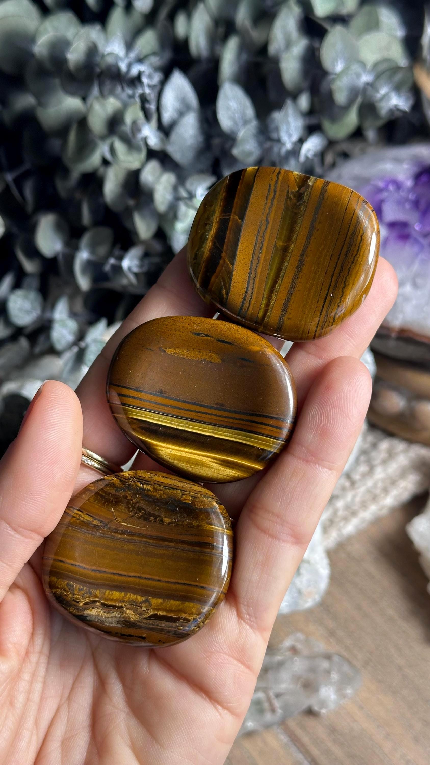 Tiger Eye Worry Stone, Courage, Strength, Luck