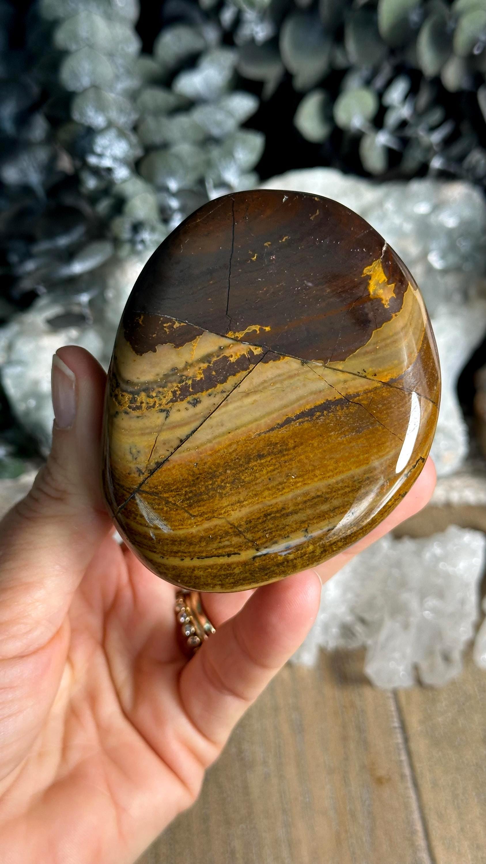 Xl Tiger Eye Palmstone, Courage, Power, Protection, Palm Stone