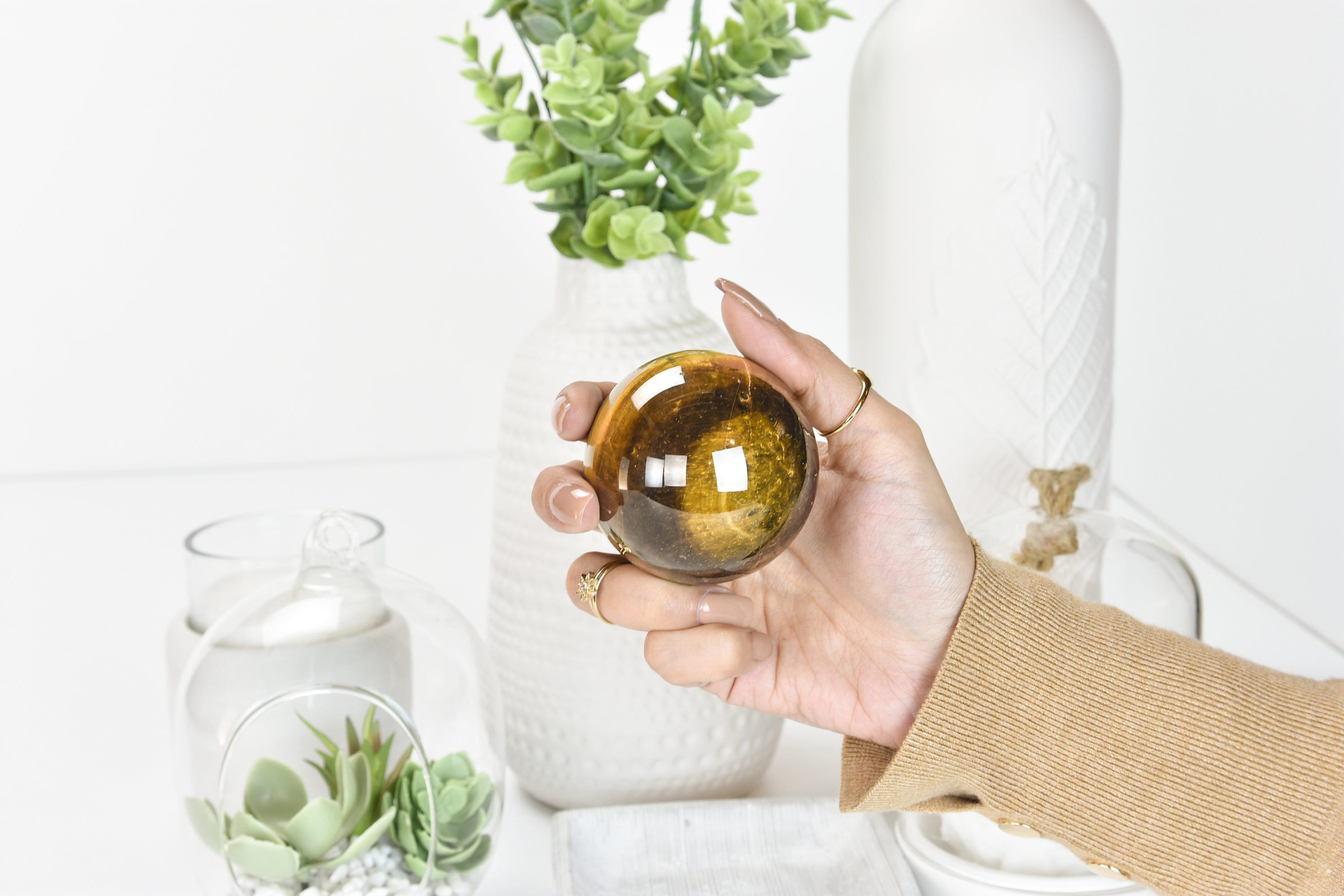 Yellow Tiger Eye Crystal Ball: Polished Sphere For Meditation