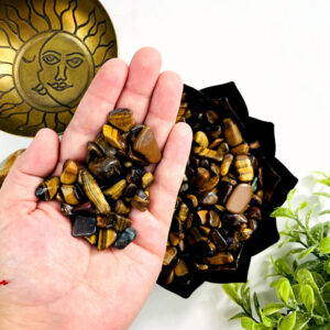 1 lb Tiger Eye Tumbled Stone Chips – Small Crystals for Jewelry, Decor
