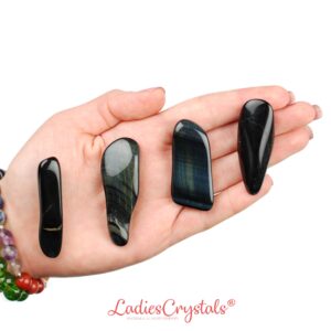 Blue Tiger Eye Stick Stone, Natural Hawk’s Eye Crystal, Altar Ritual Gem