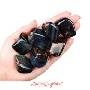 Blue Tiger Eye Tumbled Stone, Gift for Crystal Lovers, Natural Blue Flash Gemstone
