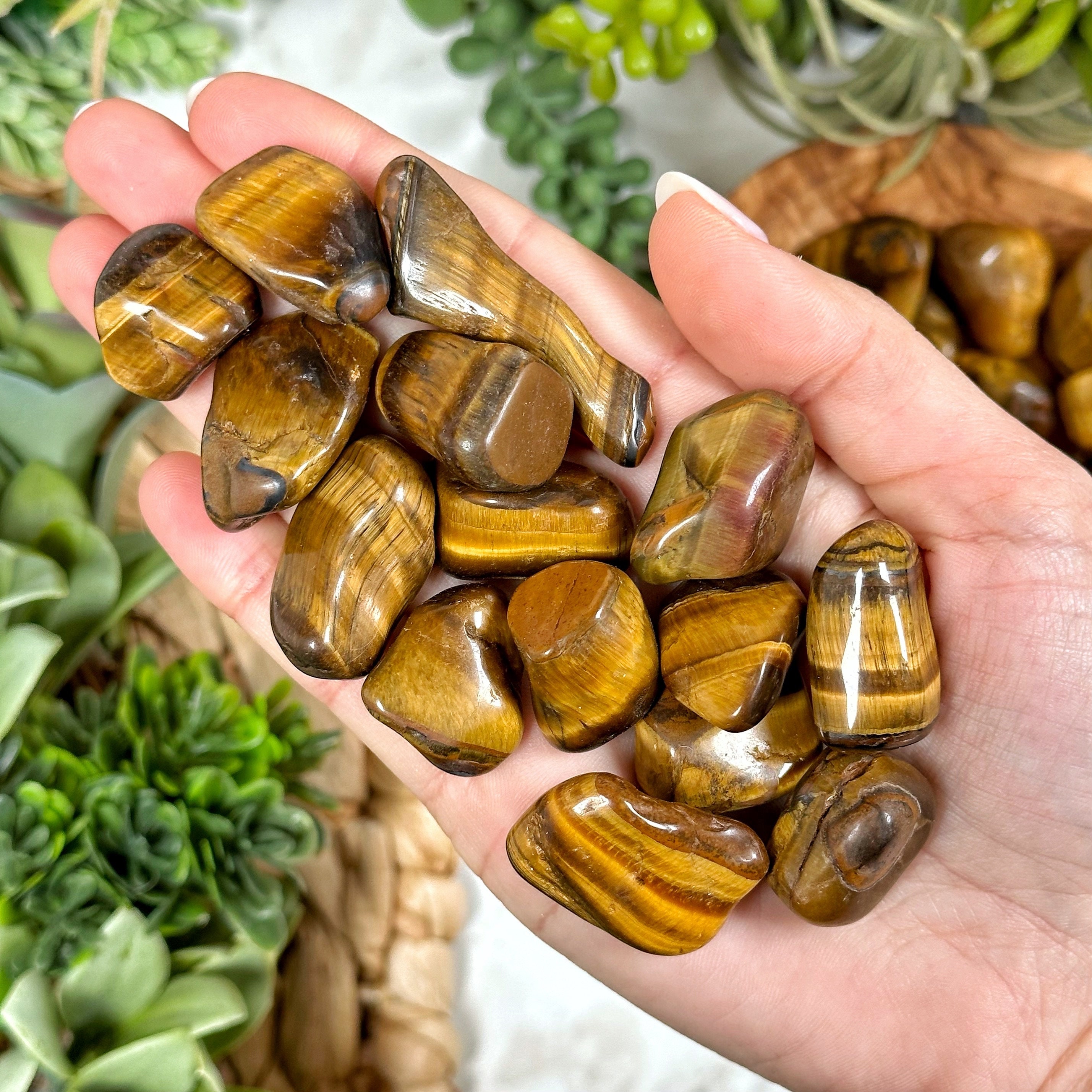 Tiger's Eye Tumble | S, M, L | - No. 322 (polished Yellow Crystal Pocket Stone, Solar Plexus Chakra, Sleep)
