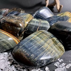 Hawk Eye Tumbled Stone | Large Blue Tiger Eye Crystal