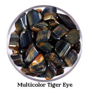 Multicolor Tiger Eye Tumbled Stone, Blue Red Gold Crystal, Harmony And Altar Ritual Gem
