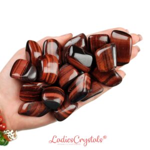 Red Tiger Eye Tumbled Stone, Bulls Eye Crystal, Vitality And Altar Ritual Healing Gem