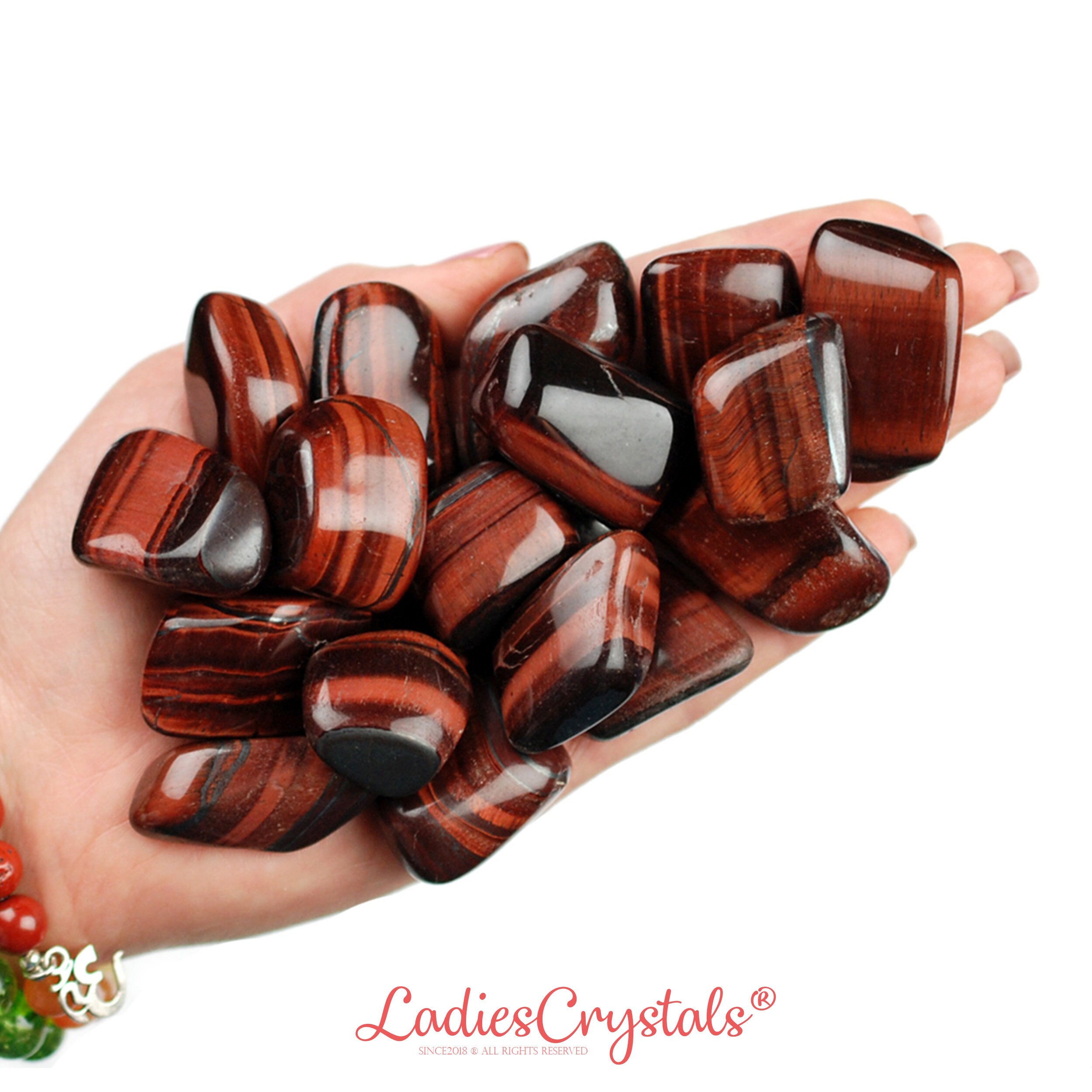 Red Tiger Eye Tumbled Stone, Bulls Eye Crystal, Vitality And Altar Ritual Healing Gem