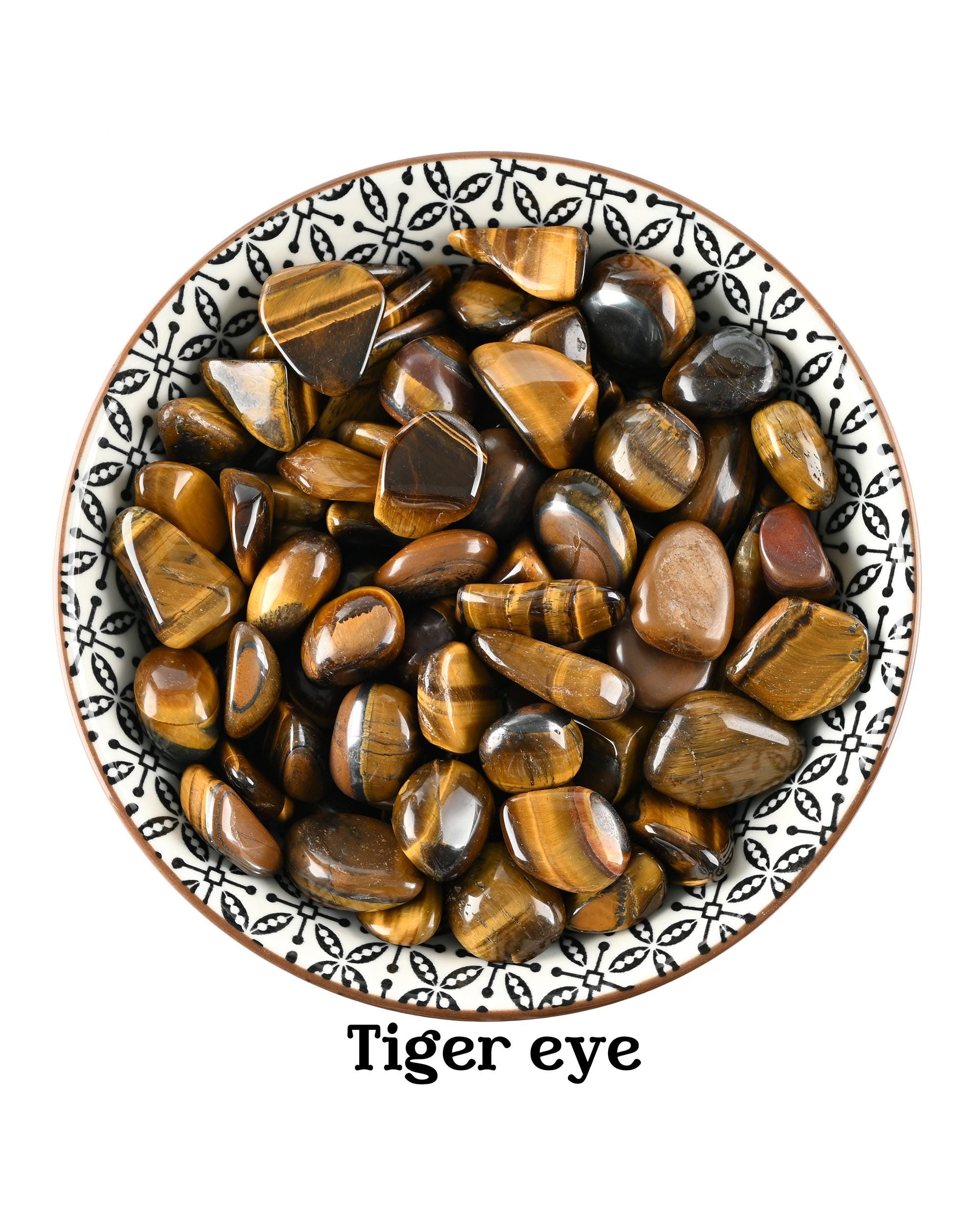 Set Of 10 Tiger's Eye Tumbled Stones, Natural Protection And Confidence Crystals For Grids