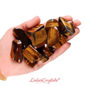 Tiger Eye Tumbled Stone, Golden Brown Chatoyant Crystal, Courage And Altar Ritual Gem