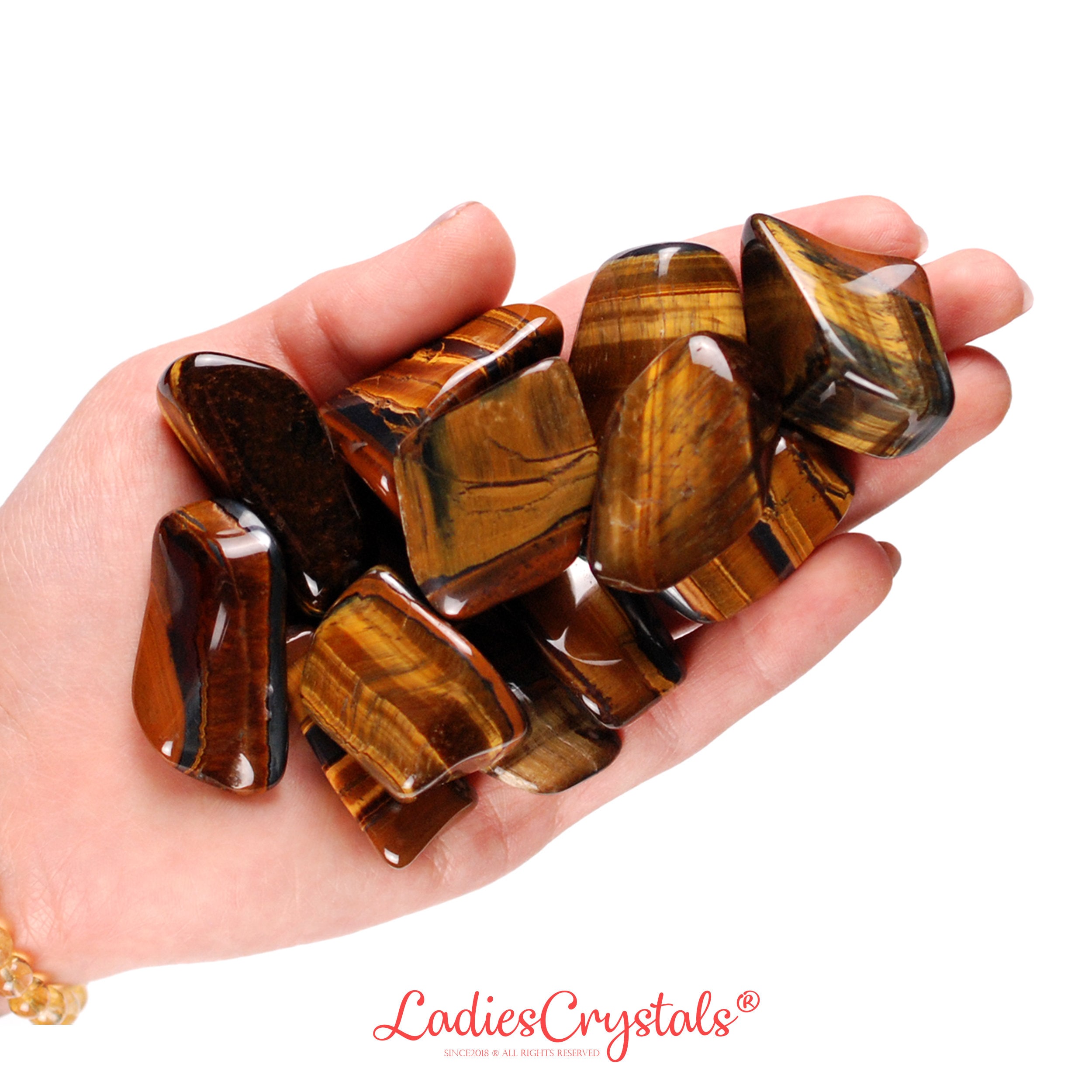 Tiger Eye Tumbled Stone, Golden Brown Chatoyant Crystal, Courage And Altar Ritual Gem
