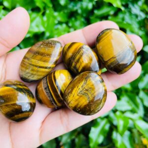 Tigers Eye Tumbled Crystal (1) Large Tiger Eye Stone Crystal Natural Gemstone Polished Gold Brown Flashy