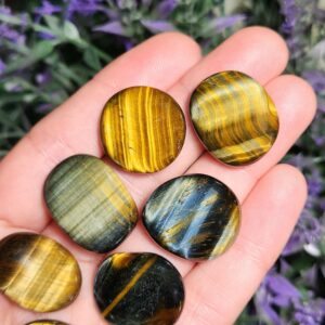 Tigers Eye Tumbled Stone: Golden Brown & Blue Hawk's Eye Crystal