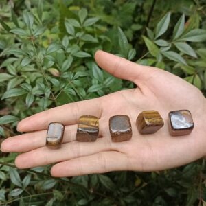 Tiger's Eye Tumbled Stone Cube Shaped