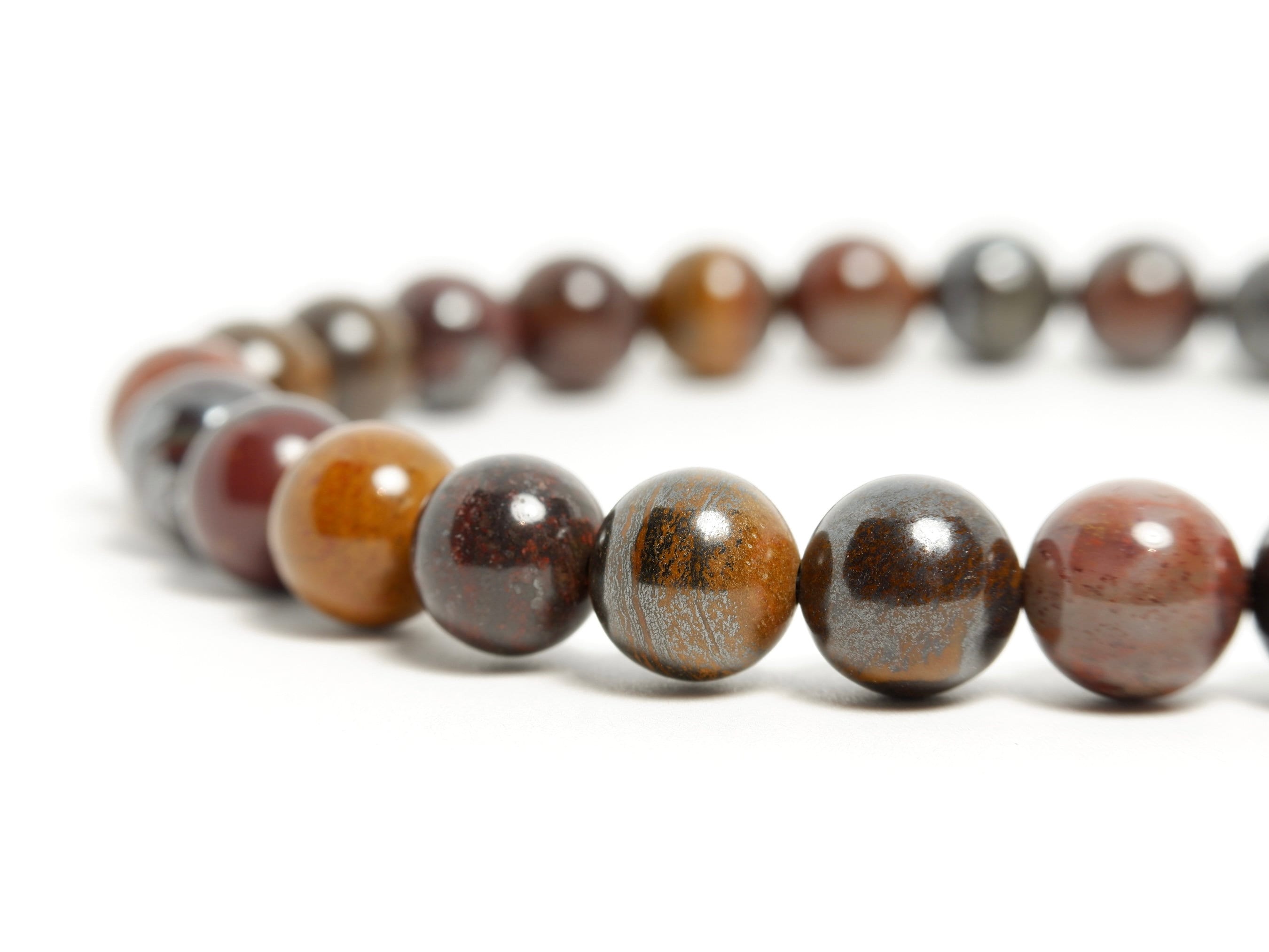 8mm Tiger Iron Beaded Bracelet: Gemstone Jewelry