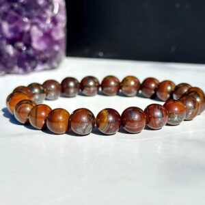 Tiger Iron Bracelet - 8mm Beads - Mugglestone Beaded Bracelet - Tiger Iron Stone Bracelet - Elastic Bracelet - Mugglestone Crystal Bracelet