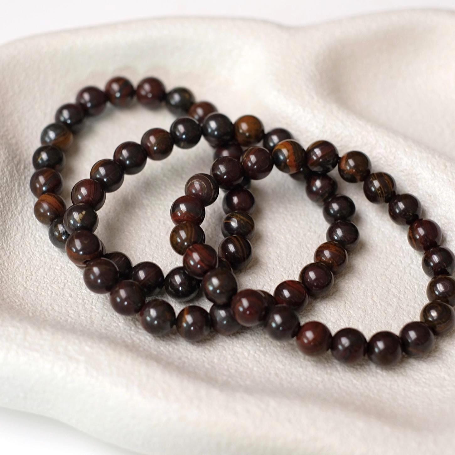 Tiger Iron Bracelet , Crystal Bracelet , Mens Stretch Bracelet