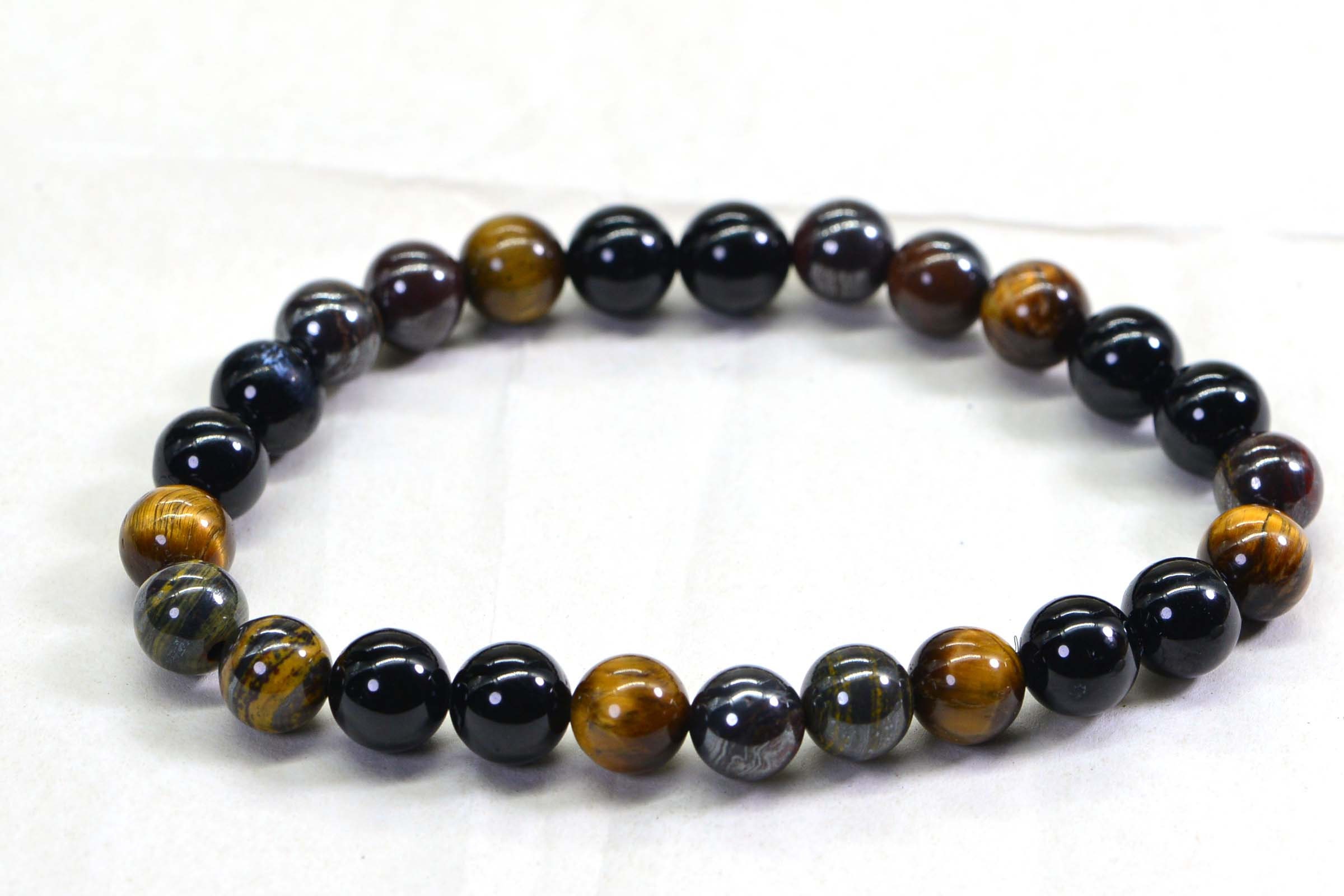 Tiger Iron, Tiger Eye & Black Onyx 8mm Gemstone Bracelet