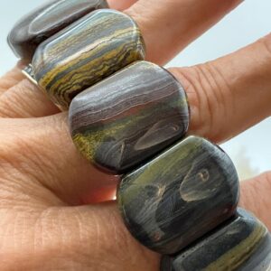 Iron Tiger Eye Soft Bangle Bracelet 8” | Natural Gemstone Unisex Bracelet | High Quality Stretch Bangle