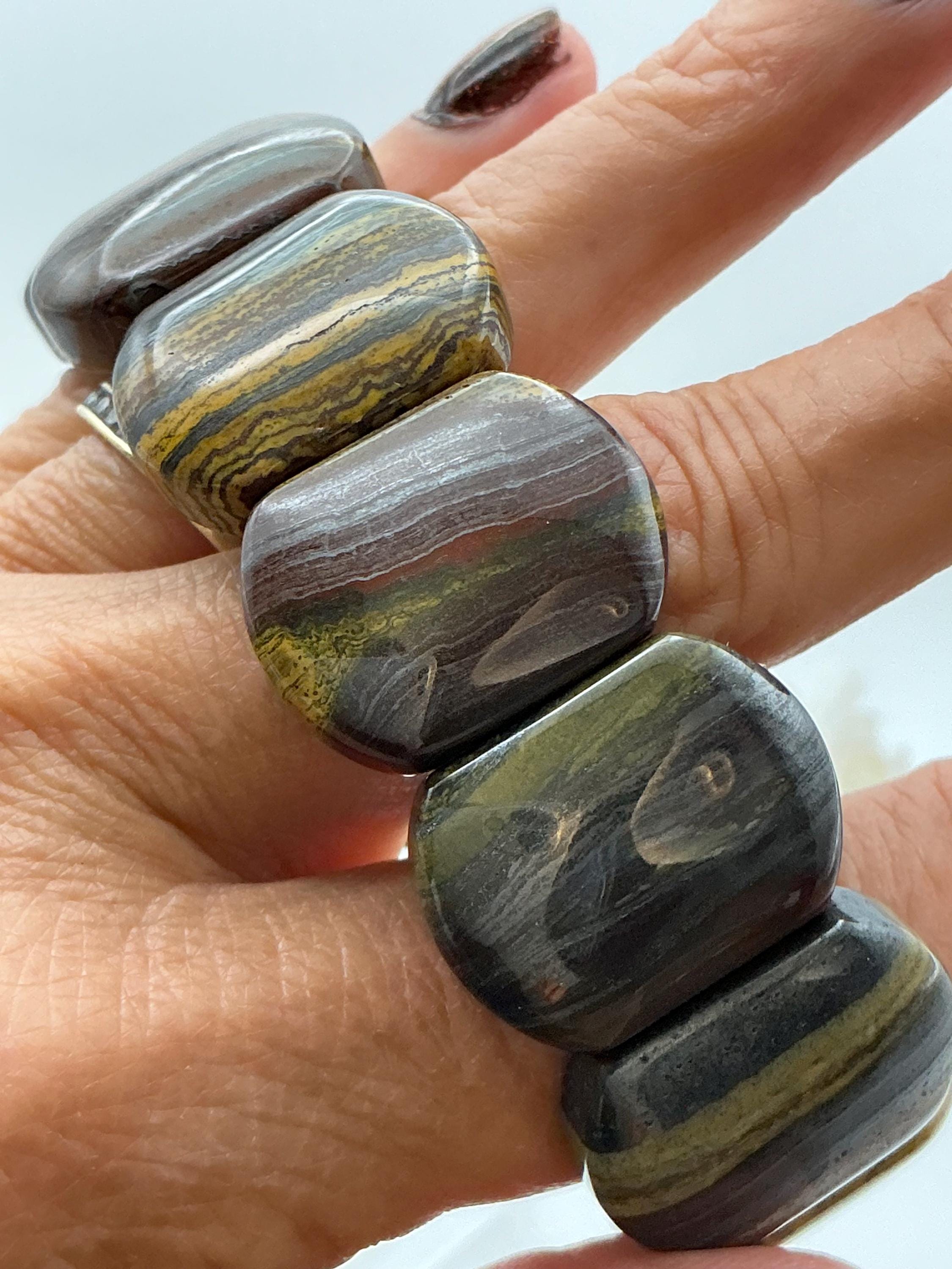 Iron Tiger Eye Soft Bangle Bracelet 8” | Natural Gemstone Unisex Bracelet | High Quality Stretch Bangle