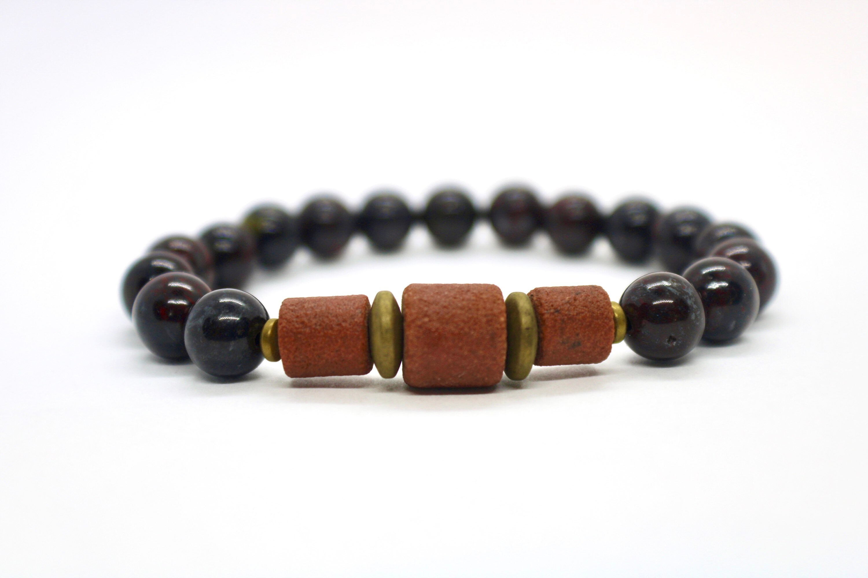 Galactic Grounding Sedona Red Rock Tiger Iron Hematite Reiki Infused Charged Healing Beaded Bracelet For Men Or Women